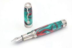 Penna stilografica verde rete rossa Lépine officina características