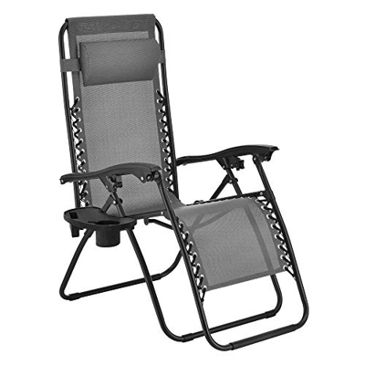 [en.casa] Lettino Prendisole/Sdraio a gravità Zero Sedia Relax Pieghevole per Giardino/Spiaggia Lettino da Esterno in Acciaio con Portabicchiere e Pog