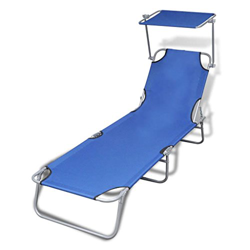 vidaXL Lettino Prendisole Pieghevole con Baldacchino Blu 189x58x27 cm Sdraio precio