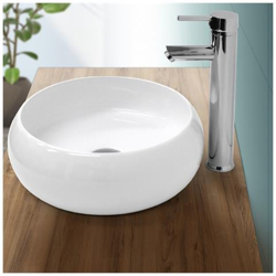 Lavabo Da Appoggio Rotondo Ceramica Bianco 350x120 Mm Lavandino D'appoggio Bagno en oferta