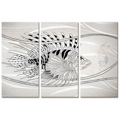 Grande Quadro Su 3 Tele 152x240 Cm Fish Graphic