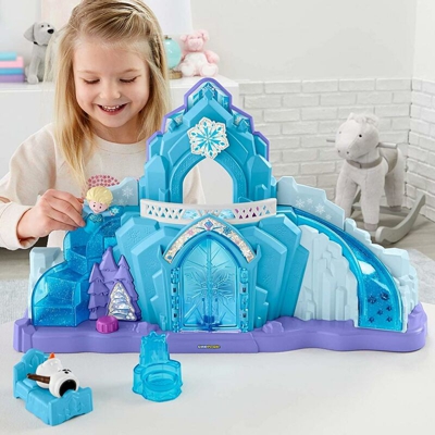 Playset Disney Frozen Palazzo di Elsa Little People con Luci Suoni 2 Personaggi