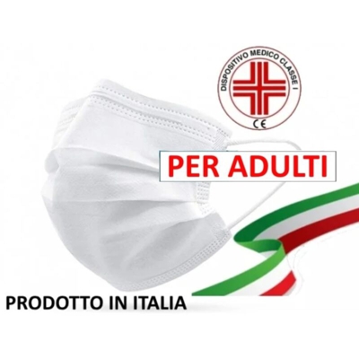 Produzione Italiana Mascherina Medicale Classe I tre strati UNI EN 14683:2019 modello chirurgico - Blu