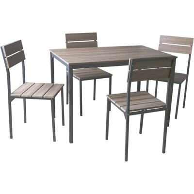Set Tavolo e 4 sedie da Pranzo in MDF colore sonoma Tavolo 110x70 h.75cm Sedie 40x46 h.86,5cm Struttura in Metallo
