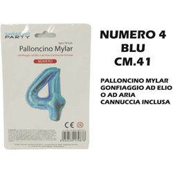 Bighouse It - PALLONCINO MYLAR CM.41 NUMERO 4 BLU en oferta