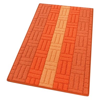 Tappeto Cucina Tessitura 3D Arancione 100% Made in Italy Bordato Assorbente Antiscivolo In Varie misure - 57x190 cm