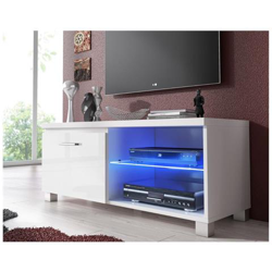 Tv Mobile Led - Porta Tv, Bianco Mate E Bianco Laccato, Dimensioni: 100 X 40 X 42 Cm Di Profondità. características