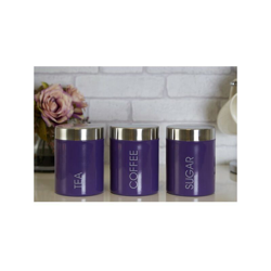 Set di 3 Barattoli Cucina Acciaio inossidabile Viola (Refurbished B) características