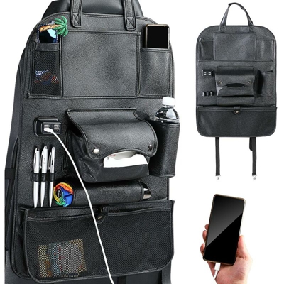 Bakaji - Organizer Schienale Sedile Auto Organizzatore con Porte USB e Tasche Portatutto