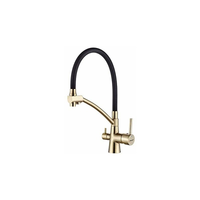 M22128Y-2, Rubinetto per lavello da cucina Osmosi con beccuccio flessibile e doppio manico, nebulizzatore 3 in 1 per purificatore del filtro di