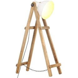 Lampada da Pavimento Bianca E27 in Legno Massello di Mango - Bianco - Vidaxl precio