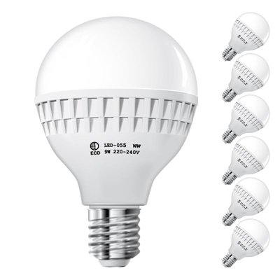 ECD Germany 6 x LED E27 9W Lampada 6000 Kelvin LED Bianco Freddo 584 Lumen 220-240 V Sostituisce una Lampadina Alogena da 60W Lampadine a Risparmio
