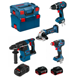 BOSCH Kit PSG4P2D (GBH 18V-26F + GSB 18 V-LI + GWS 18-125 V-LI + GDX 18V-200C + 2 x 5,0Ah + GAL1880CV + L-Boxx 238 + L-Boxx 136) precio