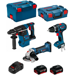 BOSCH Kit PSL3P3C (GBH 18 V-26F + GSB 18 V-LI + GWS 18-125 V-LI + 2 x 5,0Ah + GAL1880CV + L-Boxx 238 + L-Boxx 136) características