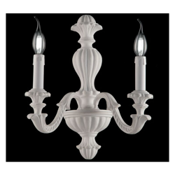 Applique barocco in legno e pasta di legno bianco shabby 2 luci precio
