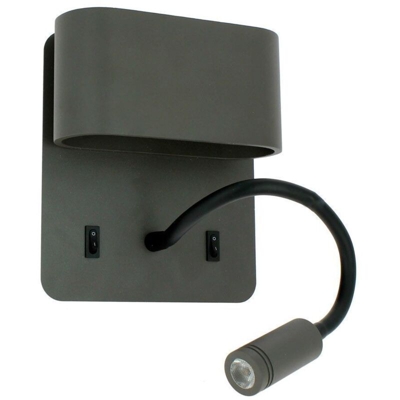 SORYA HOTEL Lampada da parete a LED antracite 8W con luce di lettura | Température de Couleur: Bianco caldo 2700K