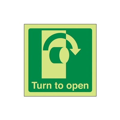 VSafety, cartello per porta che si illumina al buio, in senso orario, 100 mm x 100 mm, in vinile autoadesivo