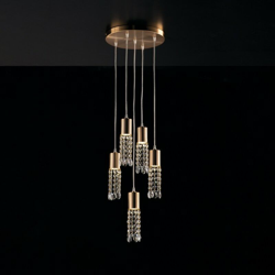 Lampadario sospensione moderno retro oro satinato con strass en oferta