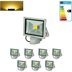 ECD Germany 7 x 20W LED Faretto Proiettore con Sensore di Movimento AC 220-240V 1200 Luce Bianca Caldo 2800K Luce Faro da Esterno IP65 Impermeabile precio