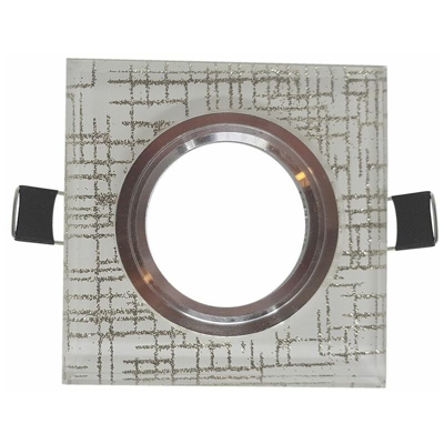 Incasso Portafaretto Led A Molla Quadrato Vetro Inserti Argento M90104