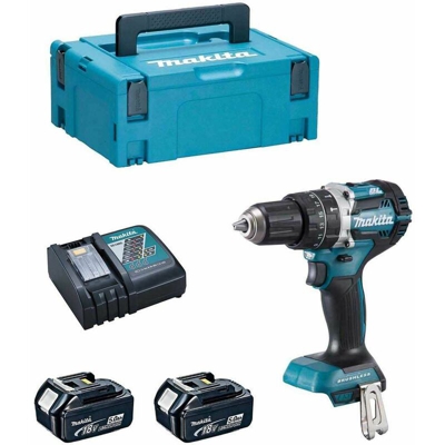 Trapano a Percussione MAKITA DHP484RTJ (2 x 5,0Ah + DC18RC + MAKPAC 2)