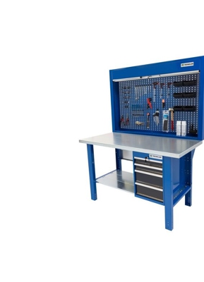 Tecnolam - Banco da lavoro Werkmeister 1500 4 Cassetti (420*615*565) - pannellatura posteriore linea Pratico - Piana in Ferro