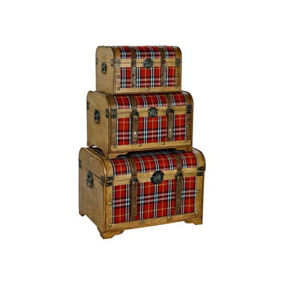 Baule Dekodonia Legno di pioppo Poliestere Quadri (3 pcs)