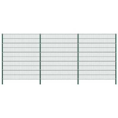 Pannello Di Recinzione Con Pali In Ferro 5,1x2 M Verde