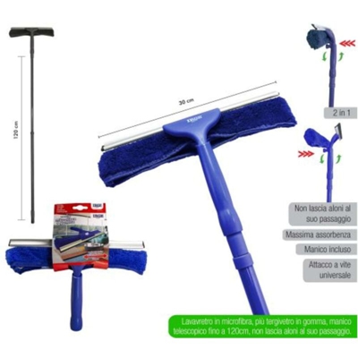 Bighouse It - LAVAVETRO IRGE MICROFIBRA+GOMMA+MANICO TELESC. CM.120