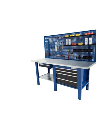 Tecnolam - Banco da lavoro Werkmeister 2000 1 modulo 4 Cassetti (720*615*565 )/ 1 Cassetto 600*510*145 pannello posteriore line profi Piana in Legno