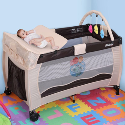 Lettino Culla Box Gioco + Fasciatoio e Giochi Bambini Campeggio Pieghevole Brown características