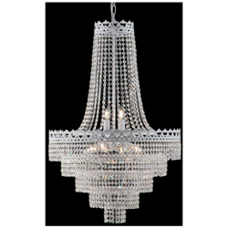 Lampadario in ferro laccato bianco con decorazione argento 10 luci con strass características