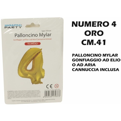 Bighouse It - PALLONCINO MYLAR CM.41 NUMERO 4 ORO