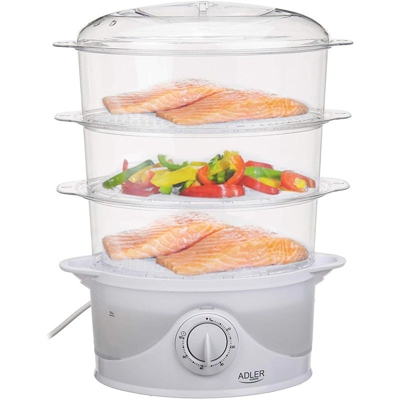 Vaporiera 3 Livelli Contenitori Pentola Cottura Vapore Elettrica 9lt 800W Adler
