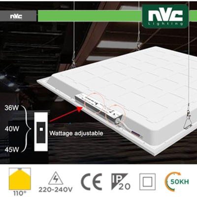 NVC - pannello luminoso led 35-40-45watt noflicker 110° 220-240 volt 60x60 cm A+ CE IP20 bianco naturale no lif nvp6x640w4ugr
