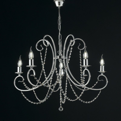 Lampadario in ferro cromato 5 luci con strass ottagonali barocco en oferta