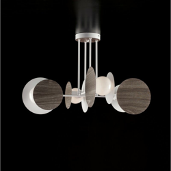 Plafoniera in ferro laccato bianco cromo rivestimento in pvc effeto legno tortora en oferta