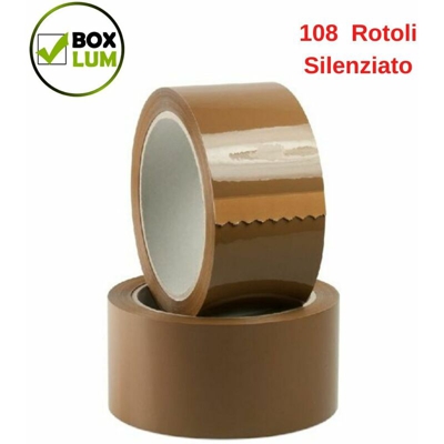 Nastro imballaggio adesivo silenziato avana 108 rotoli da mm 66x50 metri