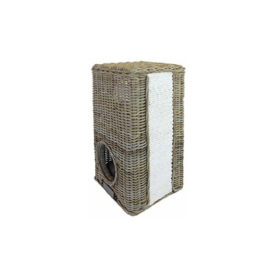 Torre per grattare in Rattan, Quadrata, con 2 Fori - Happy-house