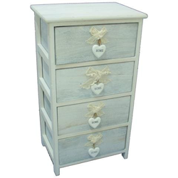 En-221480 Cassettiera Portaoggetti Stile Shabby Provenzale In Legno Con 4 Cassetti. Colore Grigio, 40x29x73 Cm precio