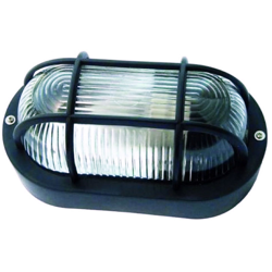 APPLIQUE DA ESTERNO OVALE VETRO CON GRIGLIA IP44 ATTACCO E27 LAMPADA DA PARETE SOFFITTO MURO -Nero características