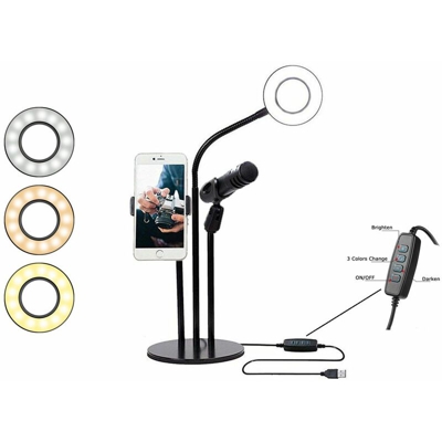 Anello luminoso LED 9 cm supporto cellulare da tavolo microfono