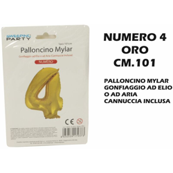 Bighouse It - PALLONCINO MYLAR CM.101 NUMERO 4 ORO características