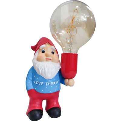 Greenice - Gnome Ceramica Finire Colore Blu/Rosso Con Lampadina LED G125 'Clave de Sol' (AM-NN203)