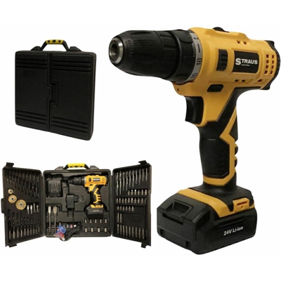Topolenashop - Trapano Avvitatore a DOPPIA Batteria al LITIO 24V + 92 Accessori Con Valigia