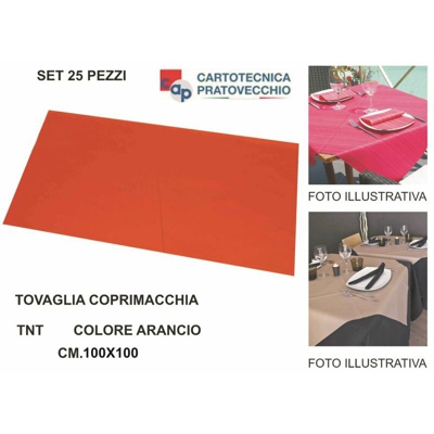 Bighouse It - TOVAGLIA COPRIMACCHIA TNT 100X100 SET 25 PZ.ARANCIO