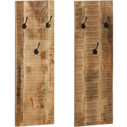 Appendiabiti a Parete 2pz in Legno Massello di Mango 36x110x3cm - Marrone - Youthup en oferta