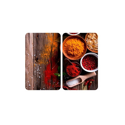 Coprifornelli in Vetro Universal Spezie - Set 2 Pezzi, per Tutti i Tipi di Piani di Cottura, Vetro Temperato, 3030 x 2-6 x 5252 cm, Multicolore