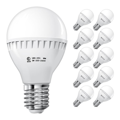 10 x LED 5W E27 2800 Kelvin Lampada Luce Bianca Calda Angolo del fascio 270 ? 335 Lumen 220-240 V Sostituisce una Lampada a Incandescenza da 40 W