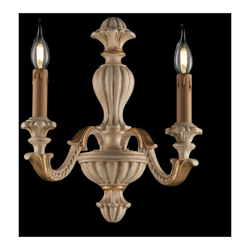 Applique barocca in legno e pasta di legno avorio e foglia oro 2 luci características